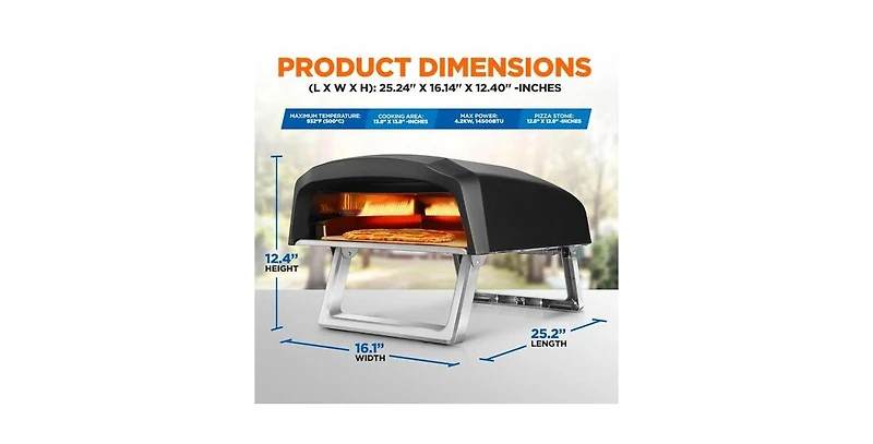 NutriChef Portable Gas-Fired Outdoor Pizza Oven Ncpizovn.5