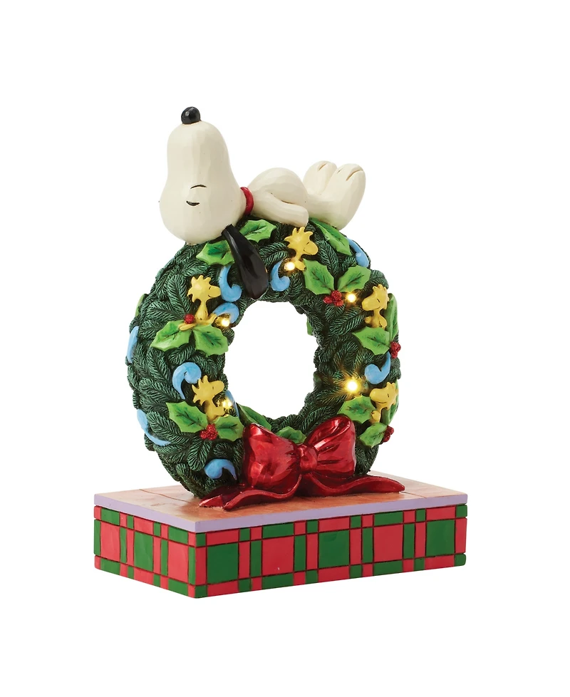 Jim Shore Snoopy Sleeping on Led Wreath Figurine