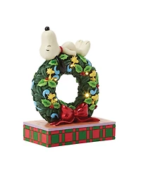 Jim Shore Snoopy Sleeping on Led Wreath Figurine