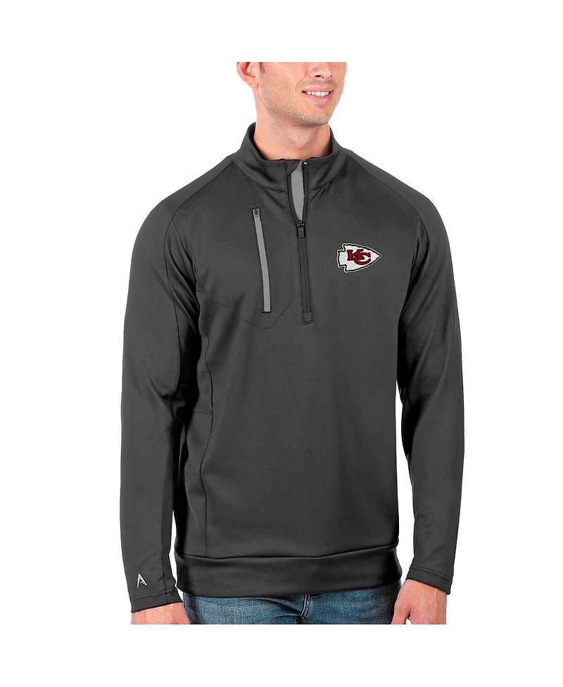 Antigua Men's Charcoal/Silver Kansas City Chiefs Generation Quarter-Zip Pullover Jacket