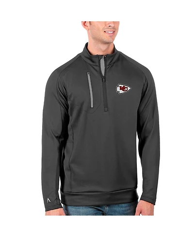 Antigua Men's Charcoal/Silver Kansas City Chiefs Generation Quarter-Zip Pullover Jacket