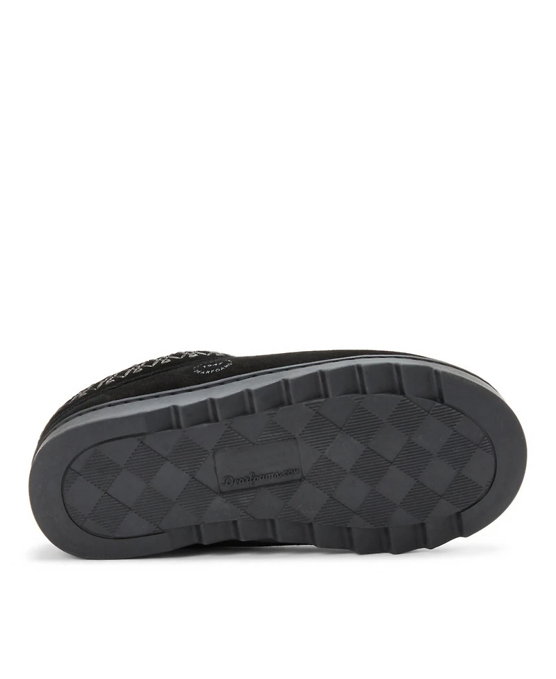 Dearfoams Women's Doreen Genuine Suede Clog Slipper With Embroidery