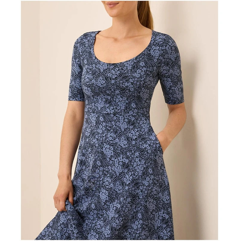 Pact Women's Organic Cotton Fit & Flare Scoop Midi Dress