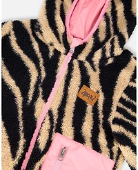 Deux par Toddler Girls Reversible Mid-Season Sherpa Jacket Zebra - Toddler|Child