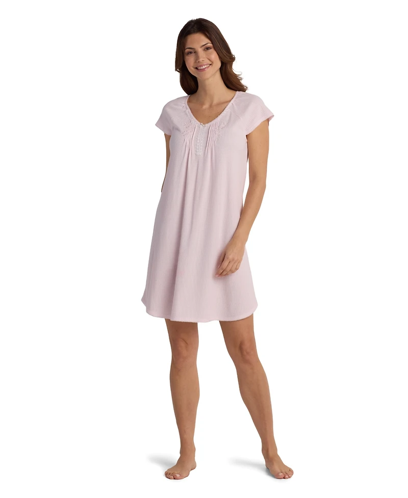 Miss Elaine Women's Short Sleeve Solid Night Dress