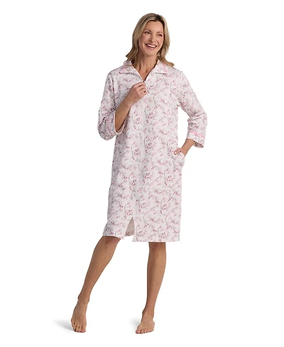Miss Elaine Women's Long Sleeve Printed Zip Robe