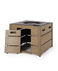 Mondawe 31 X22 Square Propane Fire Pit With Wpc Base 40000 Btu Brown