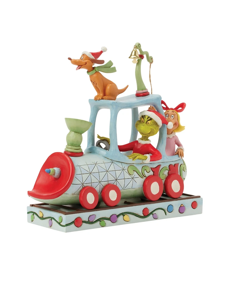 Jim Shore Grinch, Max and Cindy on Train Figurine