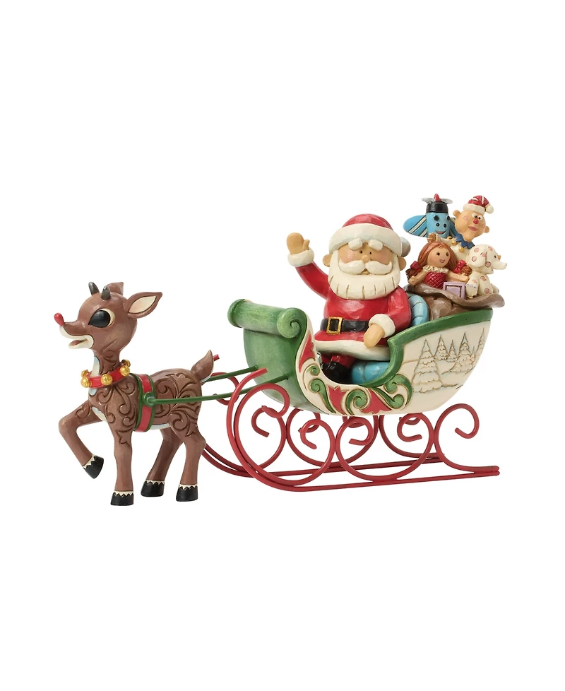 Jim Shore Rudolph Pulling Santa in Sled Figurine