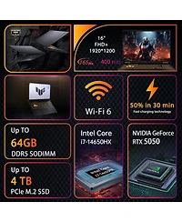 Asus Tuf F16 16" Gaming Traditional Laptop Intel Core i7 14650HX 16GB Ram Nvidia GeForce Rtx 5050 512GB Ssd Storage Windows 11 Home Fhd+ 165Hz