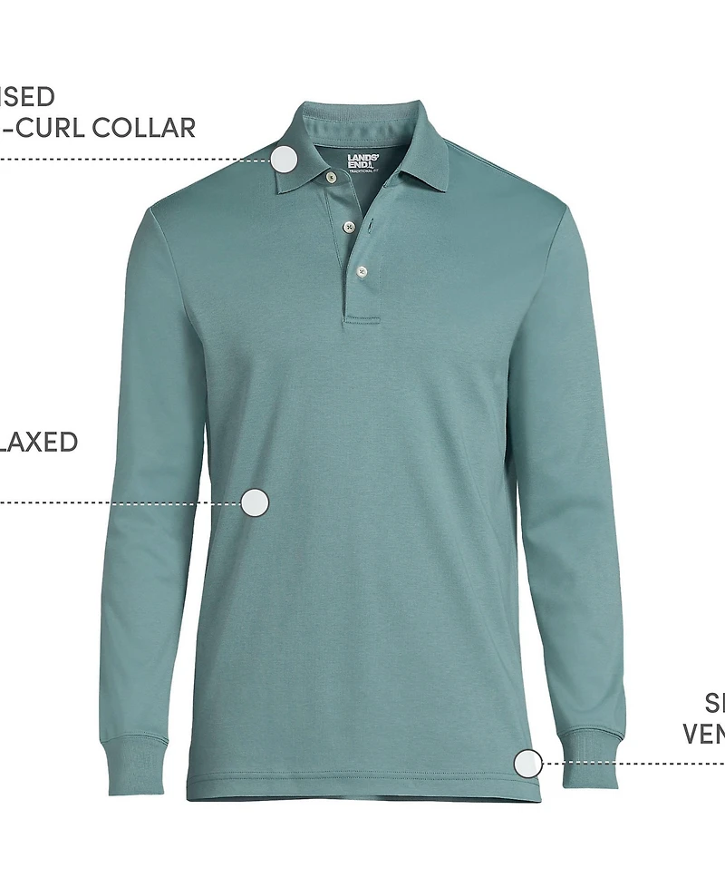 Lands' End Big & Tall Long Sleeve Cotton Supima Polo Shirt