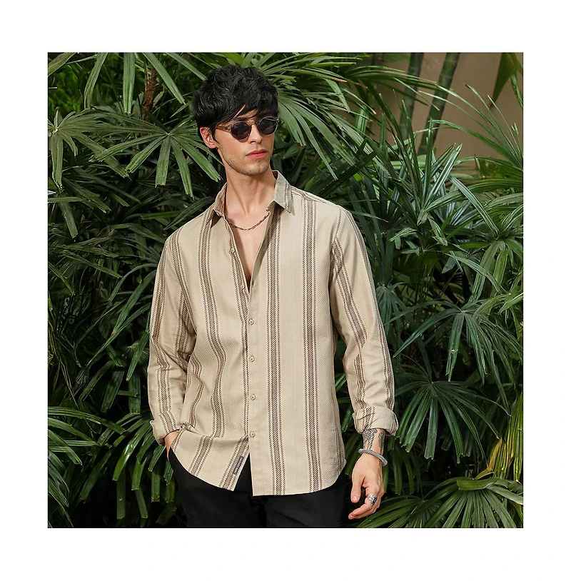 Campus Sutra Men's Halo-Striped Shirt