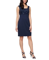 Alex Evenings Women's Short Stretch Scuba Square Neck Dress