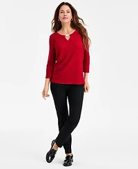 Jm Collection Women's Shine Striped Keyhole Top, Macy's Exclusive