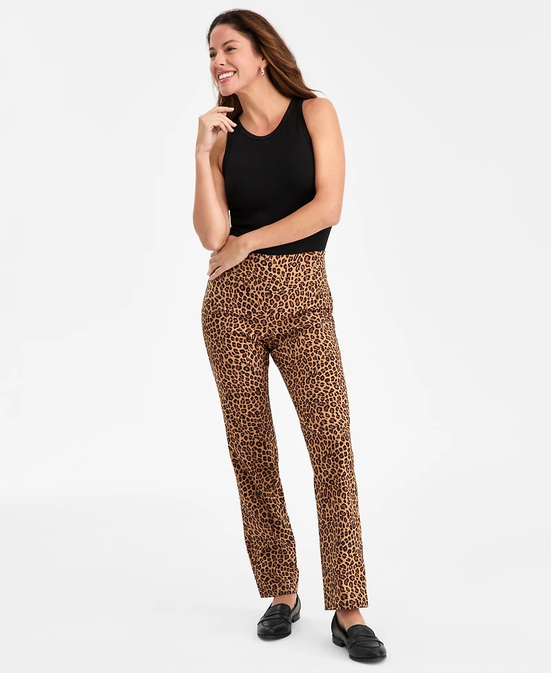 Jm Collection Women's Cheetah Tummy-Control Rivet Pants, Macy's Exclusive