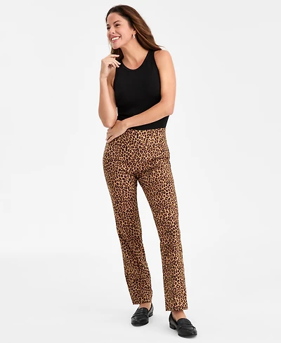 Jm Collection Women's Cheetah Tummy-Control Rivet Pants, Macy's Exclusive