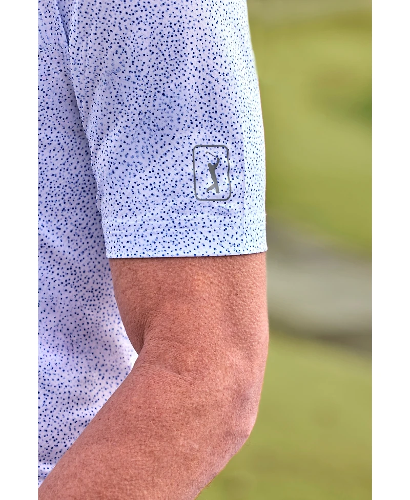 Pga Tour Men's Short Sleeve Confetti Print Golf Polo Shirt