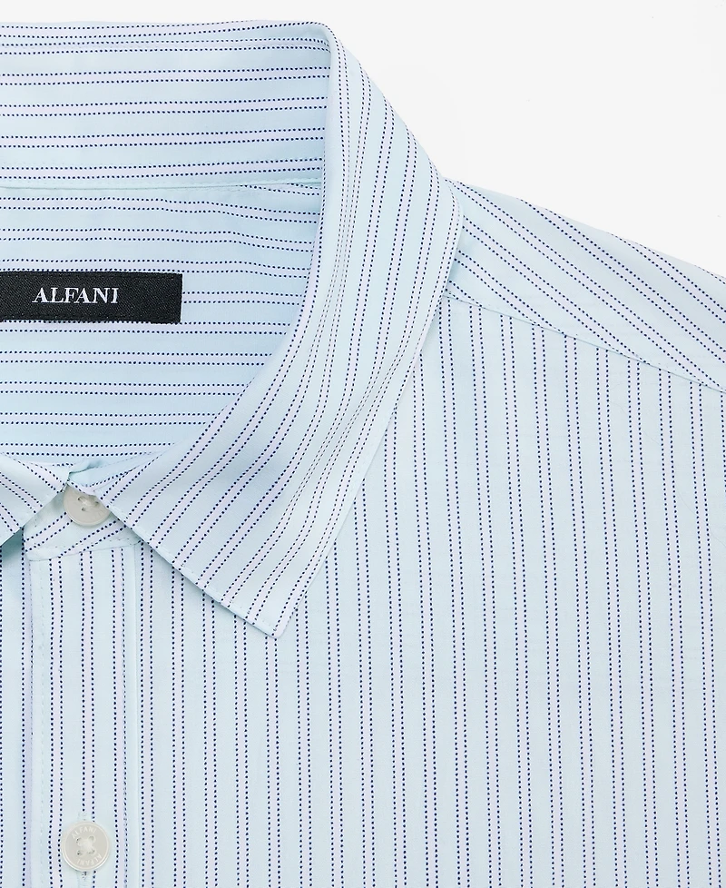 Alfani Men's Short Sleeve Striped Poplin Button-Front Shirt, Macy's Exclusive