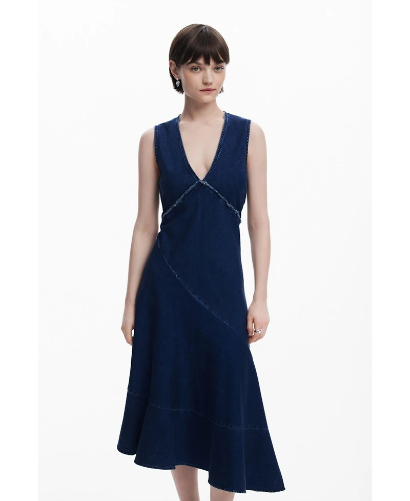 Desigual Women's Asymmetric denim midi dress