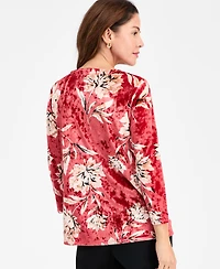 Jm Collection Women's Velvet Floral Cowl-Neck Top, Macy's Exclusive