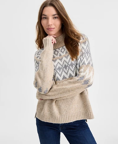 Lucky Brand Women's Fair Isle Mock-Neck Sweater