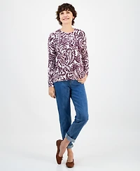 Style & Co Women's Printed Crewneck Sweater, Macy's Exclusive