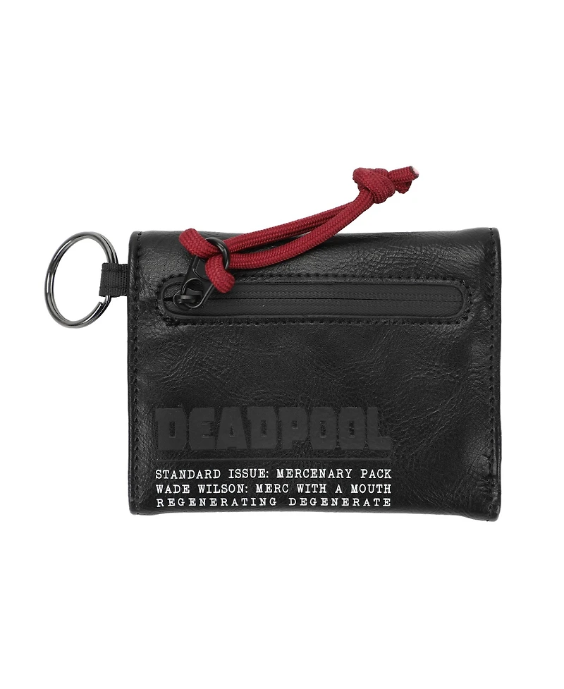 Marvel Men's Deadpool Tri-Fold Wallet With Snap Closure