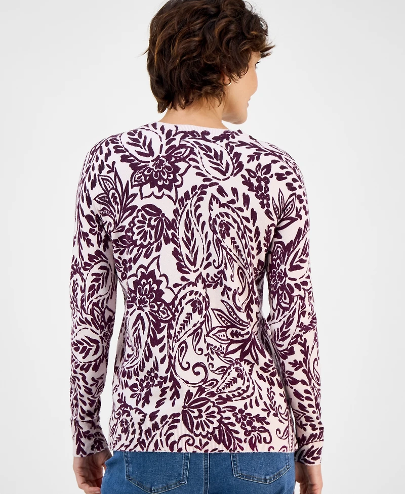 Style & Co Women's Printed Crewneck Sweater, Macy's Exclusive