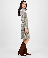 Robbie Bee Petite Zip-Front Heathered Sweater Dress