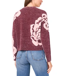 Sam & Jess Women's Jacquard Floral Crewneck Sweater