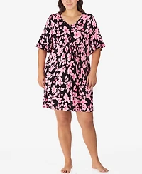 Ellen Tracy Plus V-Neck Short Flutter Sleeve Tunic