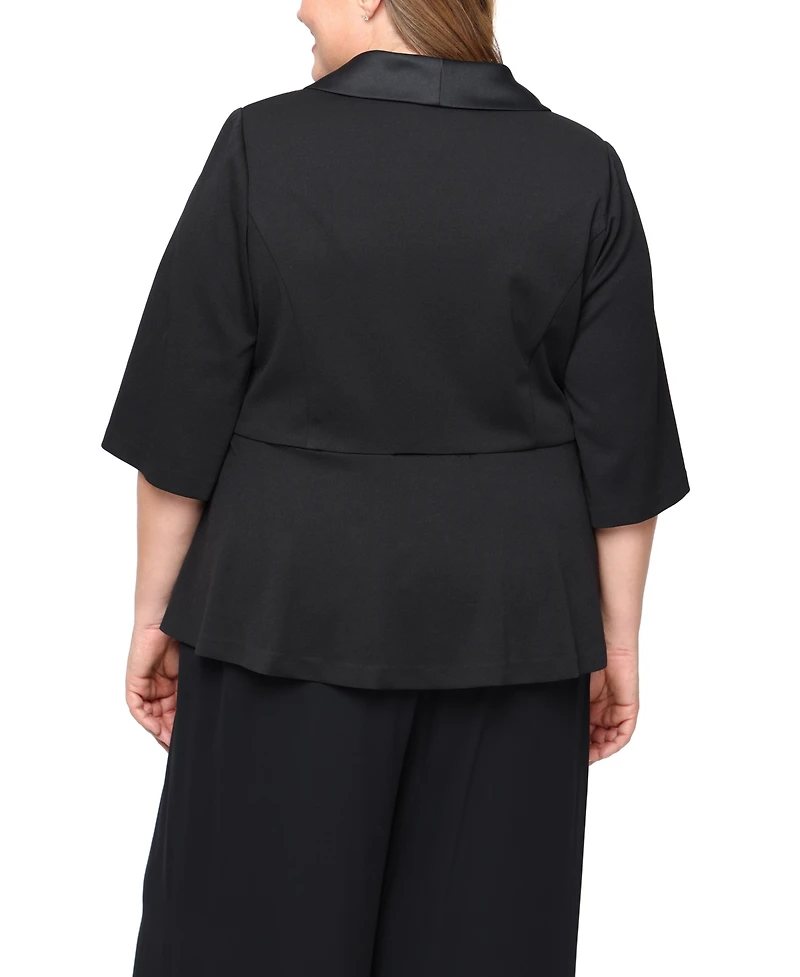 Alex Evenings Plus 3/4-Sleeve Stretch Crepe Jacket Top