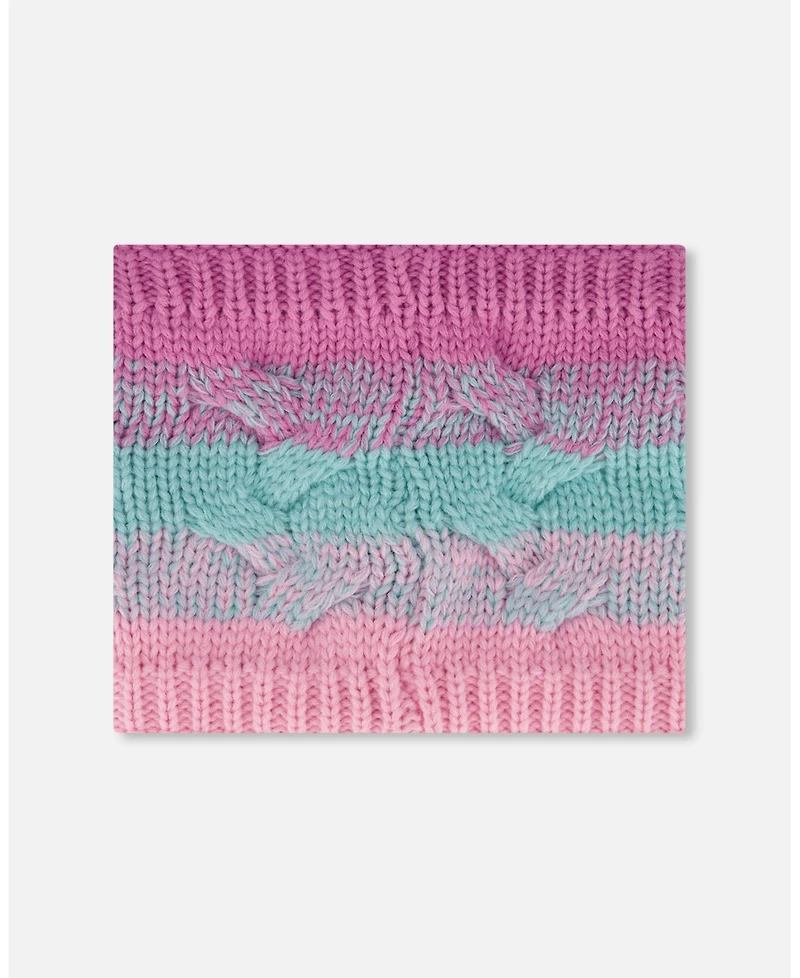 Deux par Girl Lined Knit Neckwarmer Pink, Orange and Turquoise