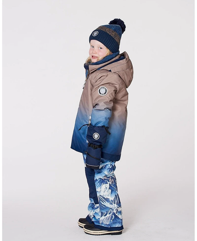 Deux par Boy Lined Knit Pompom Hat Taupe and Navy - Toddler|Child