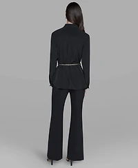 Karl Lagerfeld Paris Women's Belted Chest-Pocket Top