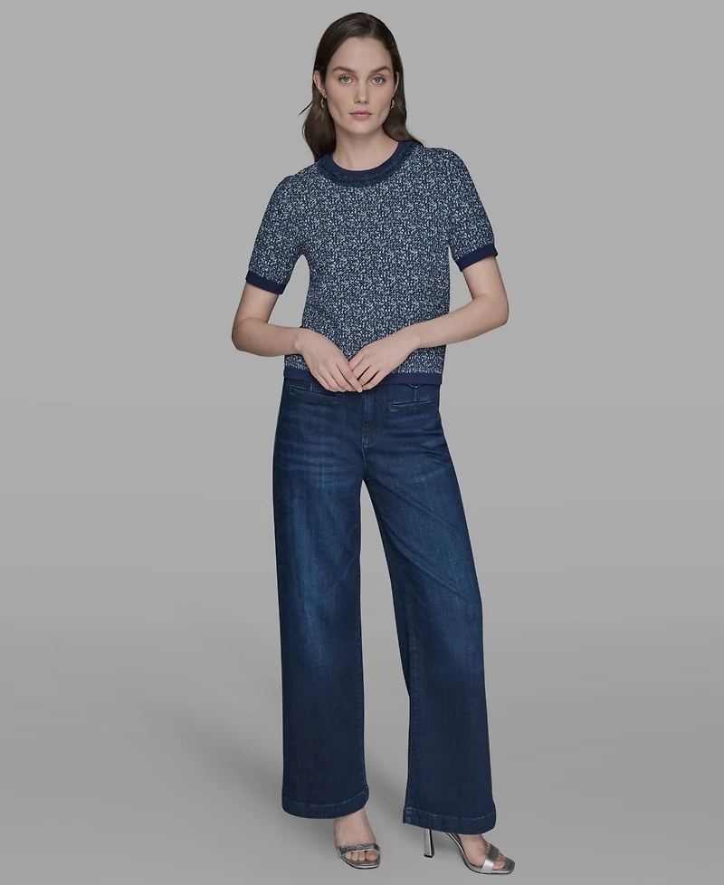 Karl Lagerfeld Paris Women's Textured-Knit Short-Sleeve Sweater