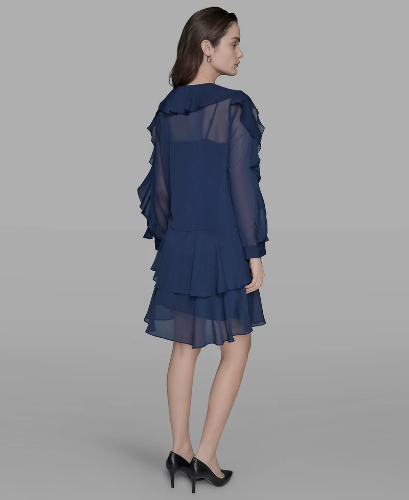 Karl Lagerfeld Paris Women's Layered Ruffle Dress