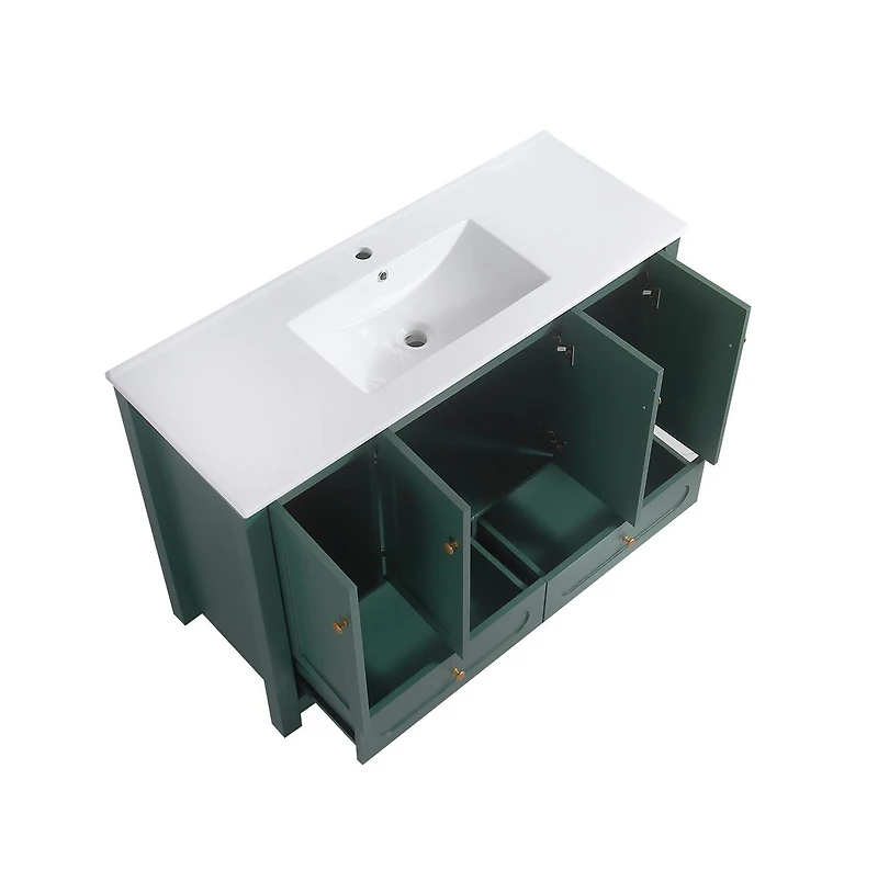 Casainc 48" Vanity Set With Ceramic Sink, 4 Soft-Close Doors & 2 Drawers, Spacious Bath Storage