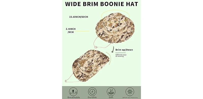 Multijoy Sun Hats for Men Women Bucket Hat Upf 50+ Boonie Foldable Uv Protection Hiking Beach Fishing Summer Safari