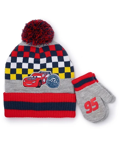 Cars Toddler Boys 2-Piece Cars Beanie and Mitten Set