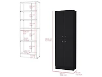 Vanirror Black Pantry Cabinet, Space-Saving Kitchen Storage with Four Doors & Adjustable Shelves, Freestanding Organizer