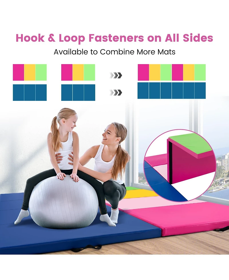 Akiudex 10FT Folding Gymnastics Mat with 2inch Foam Padding and Pu Leather Cover