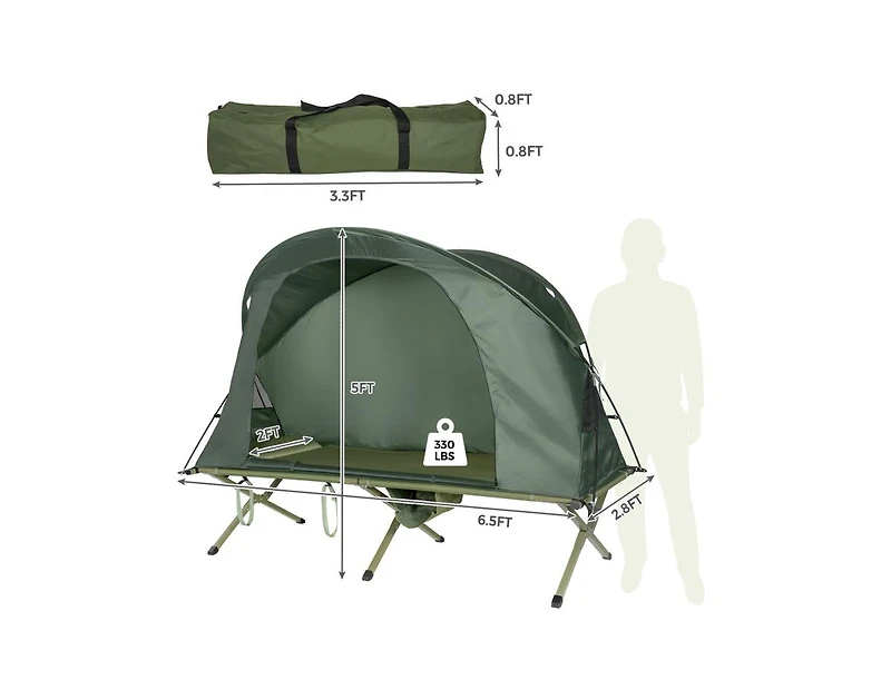 Akiudex 1-Person Camping Tent with Elevated Cot and Carrying Bag