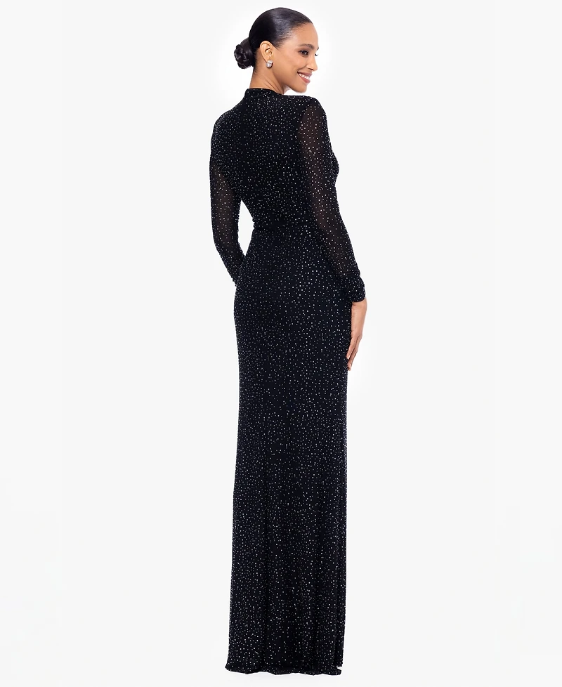 Betsy & Adam Petite Mock Neck Dress with Long Sleeves