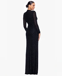 Betsy & Adam Petite Mock Neck Dress with Long Sleeves