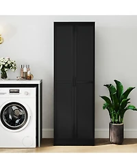 Gymax 70'' Storage Cabinet Freestanding Pantry Cabinet w/2 Doors & 5 Shelves