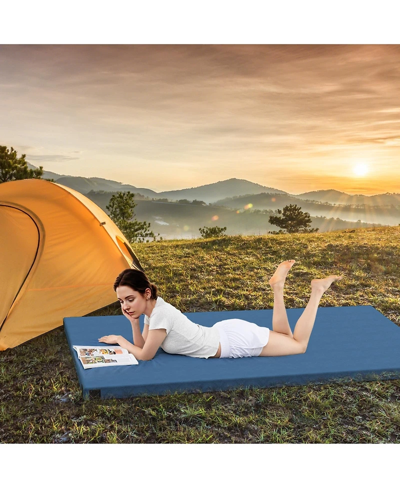 Akiudex Portable Memory Foam Camping Mattress with Plush Cover and Carry Bag
