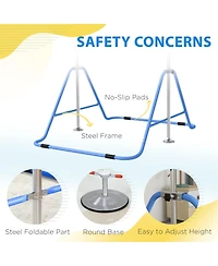 Qaba Folding Gymnastics Bar for Kids, Adjustable Height, Bubble Gum