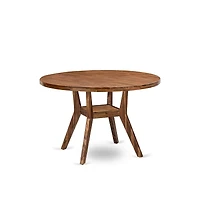 Luxe by East West Furniture 5-Pc Mid-Century Kitchen Set A Pedestal Table, 4 Grey Fabric Kitchen Chairs