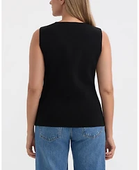 Ellen Tracy Women's Crew Neck Sweater with Button Detail